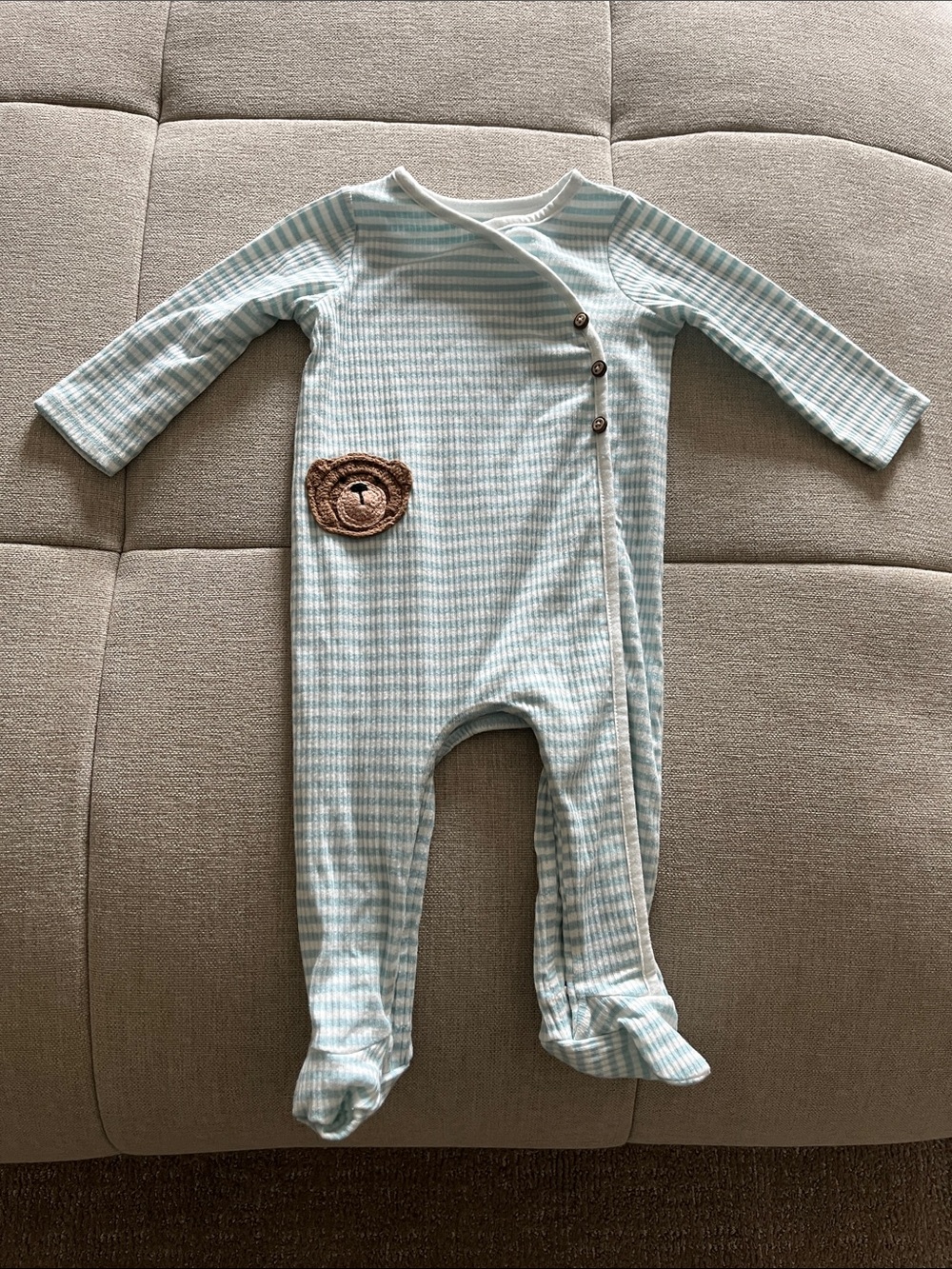 LAST CHANCE Baby One-Piece Footed Sleepsuit in Light Blue stripes